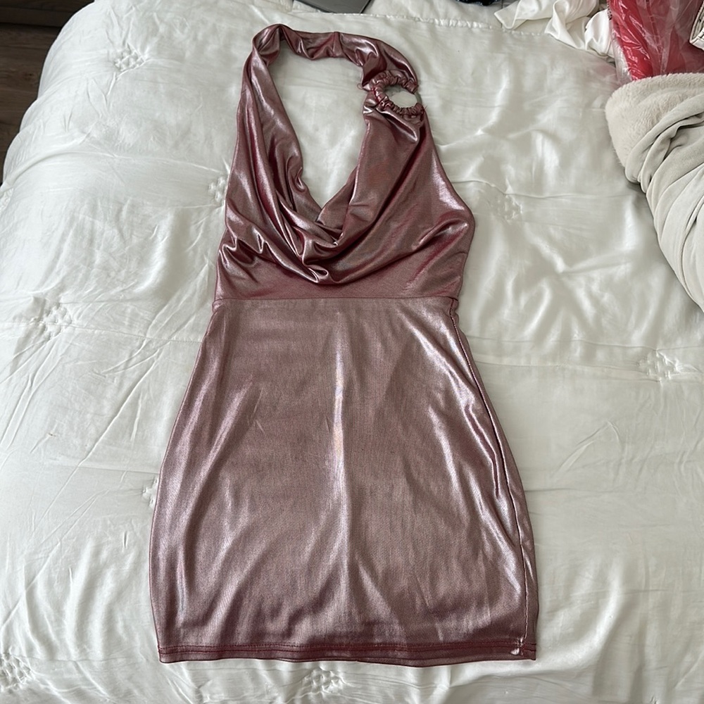 Revolve Superdown Cordilla Halter Mini Dress in Metallic size XXS NWT